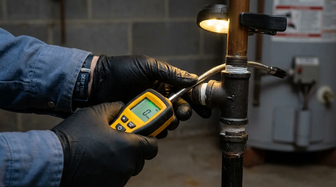 Gas leak detection with electronic sniffer by Johns Plumbing LLC in Crescent City