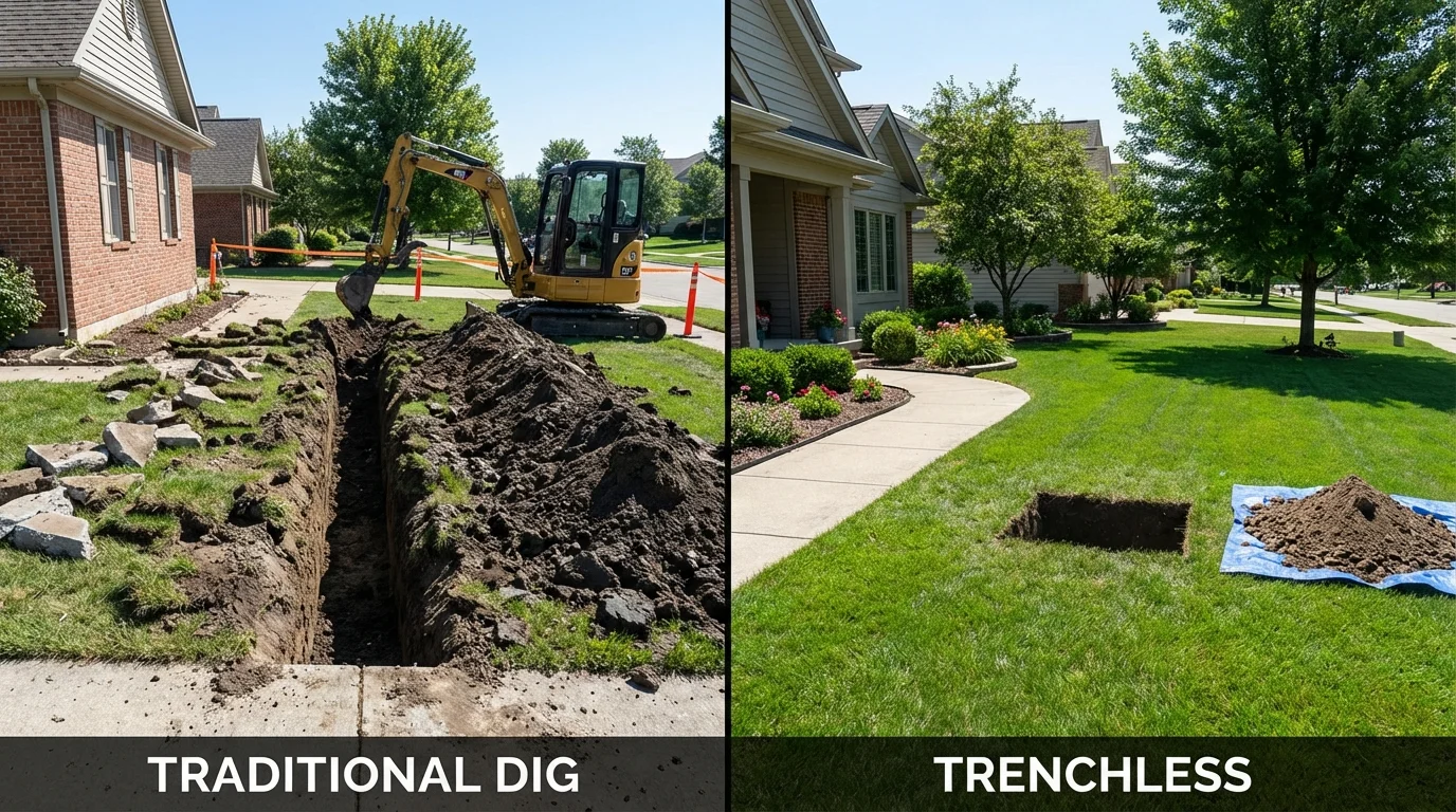Trenchless sewer repair with minimal yard damage versus traditional excavation in Crescent City, CA